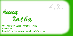 anna kolba business card